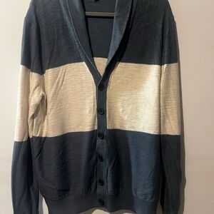Men's Blue and Cream Sweater